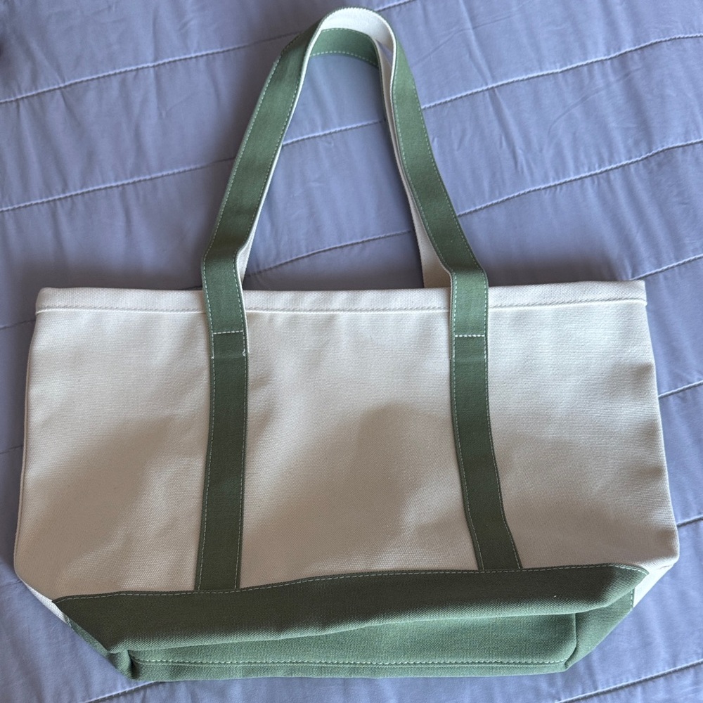 Bloomingdale’s Canvas Tote Bag with Green Accents